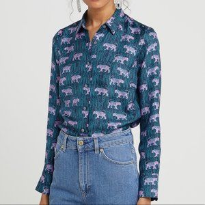 J.Crew Collection Silk Tiger Button Up Shirt